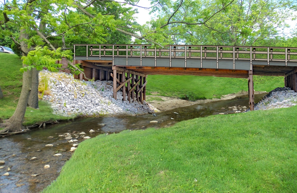 Timber bridge conceptual mock up with unrestricted water flow