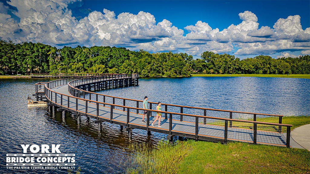 Carrollwood Village Park timber boardwalk. Tampa, FL