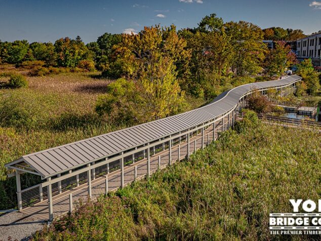 Douglas Gates Elementary School Pedestrian Timber bridge with cover- Acton, MA