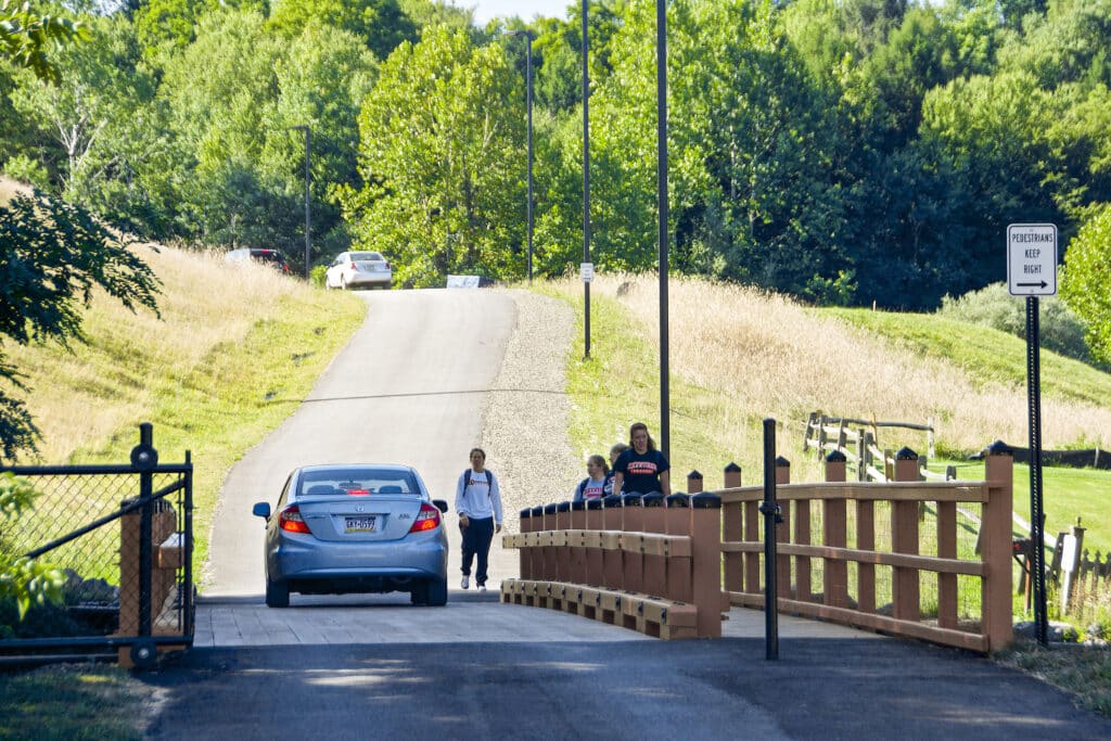 Keystone College Single Lane timber vehicular bridge in La Plume, PA