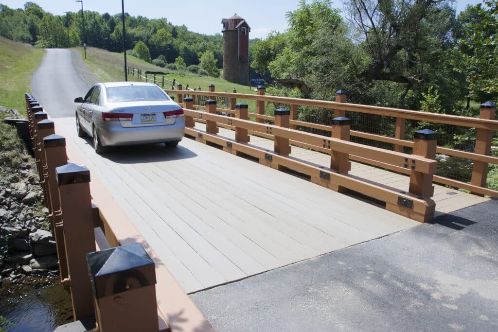 Keystone College timber vehicular bridge final walktrhough