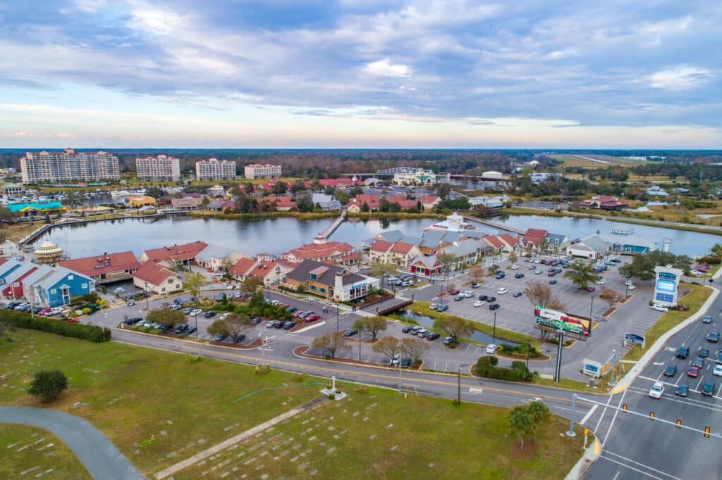 High aerial of Barefoot Landing Complex