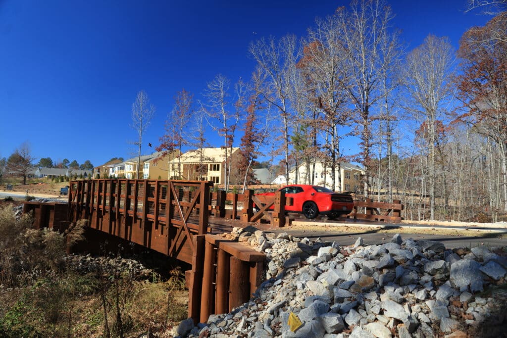 Cresswinds at Twin Lakes in Hochston, GA timber vehicular bridge built by York Bridge Concepts