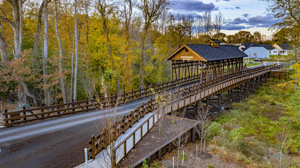 Covered Bridge Trails Timber vehicular bridge by York Bridge Concepts in Massachusetts