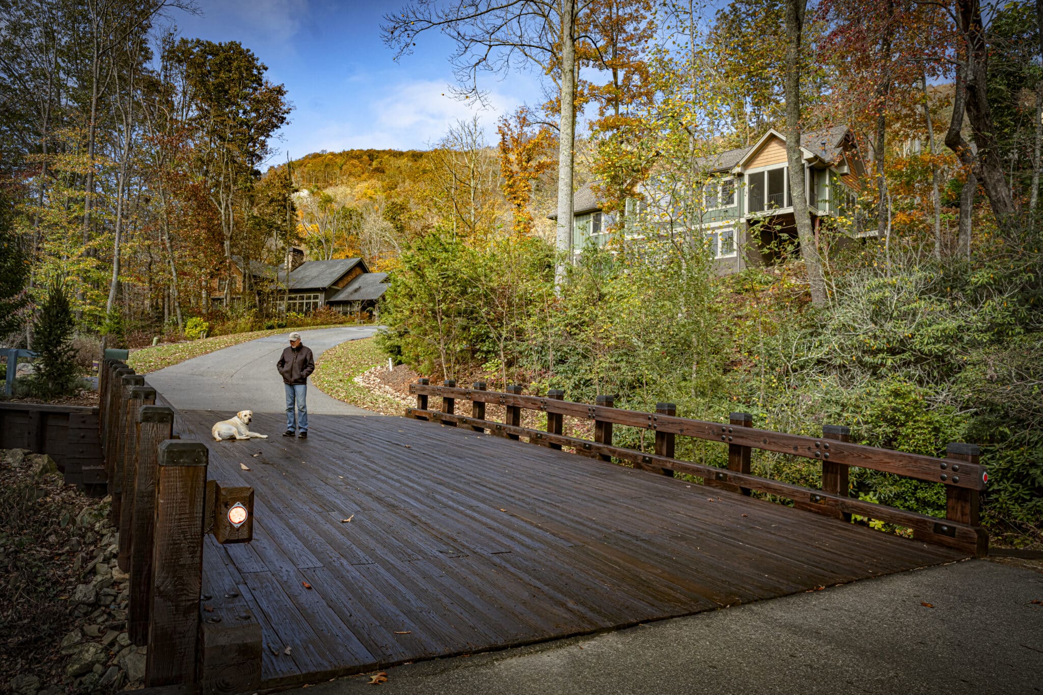 Southcliff community vehicular bridge in Asheville, NC design-built by York Bridge Concepts