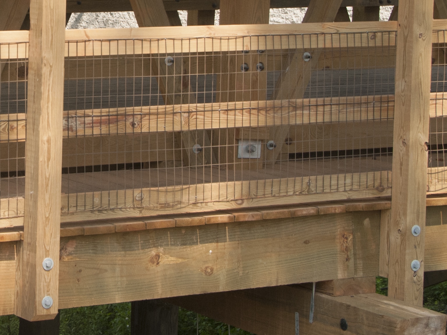 Wire mesh handrail design for Deacon's Station covered vehicular and pedestrian timber bridge