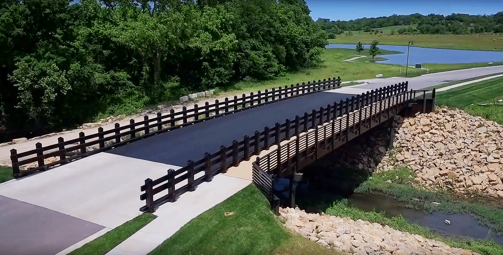 Loch Lloyd timber vehicular bridge by York Bridge Concepts in Cass County, Missouri