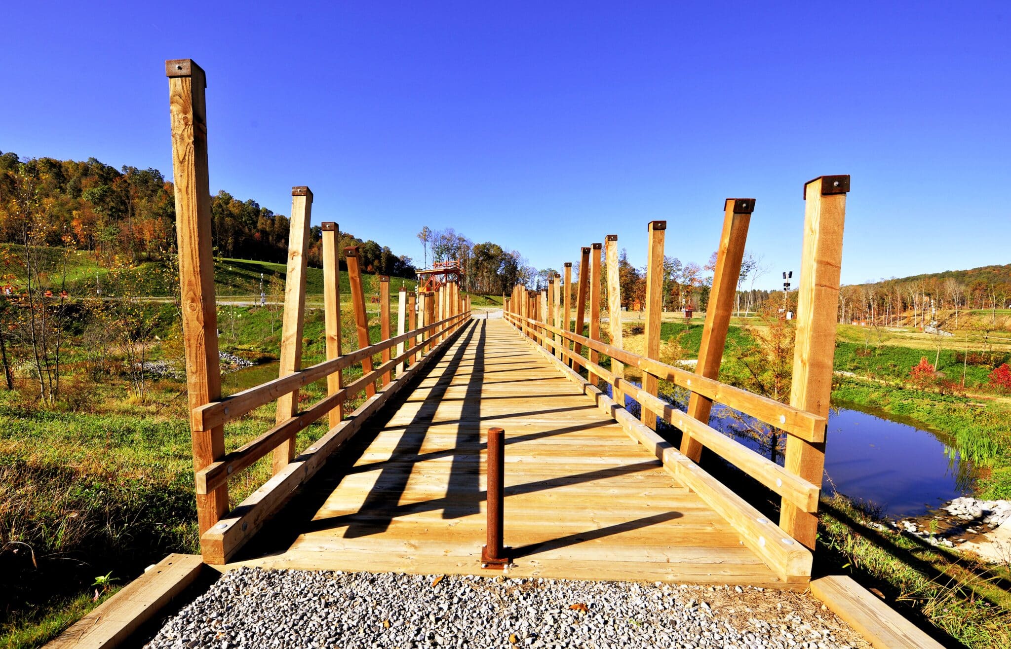 YBC's Lower Legacy Pedestrian Timber Bridge at Summit Bechtel Reserve in Glenn Jean, WV