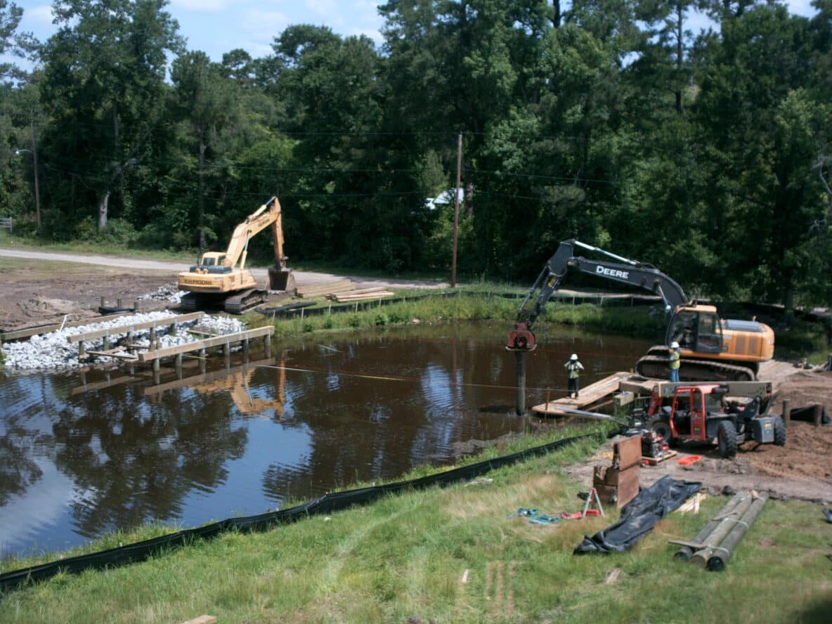 Sustainable Construction with The Plantation At Winyah Bay timber covered vehicular bridge