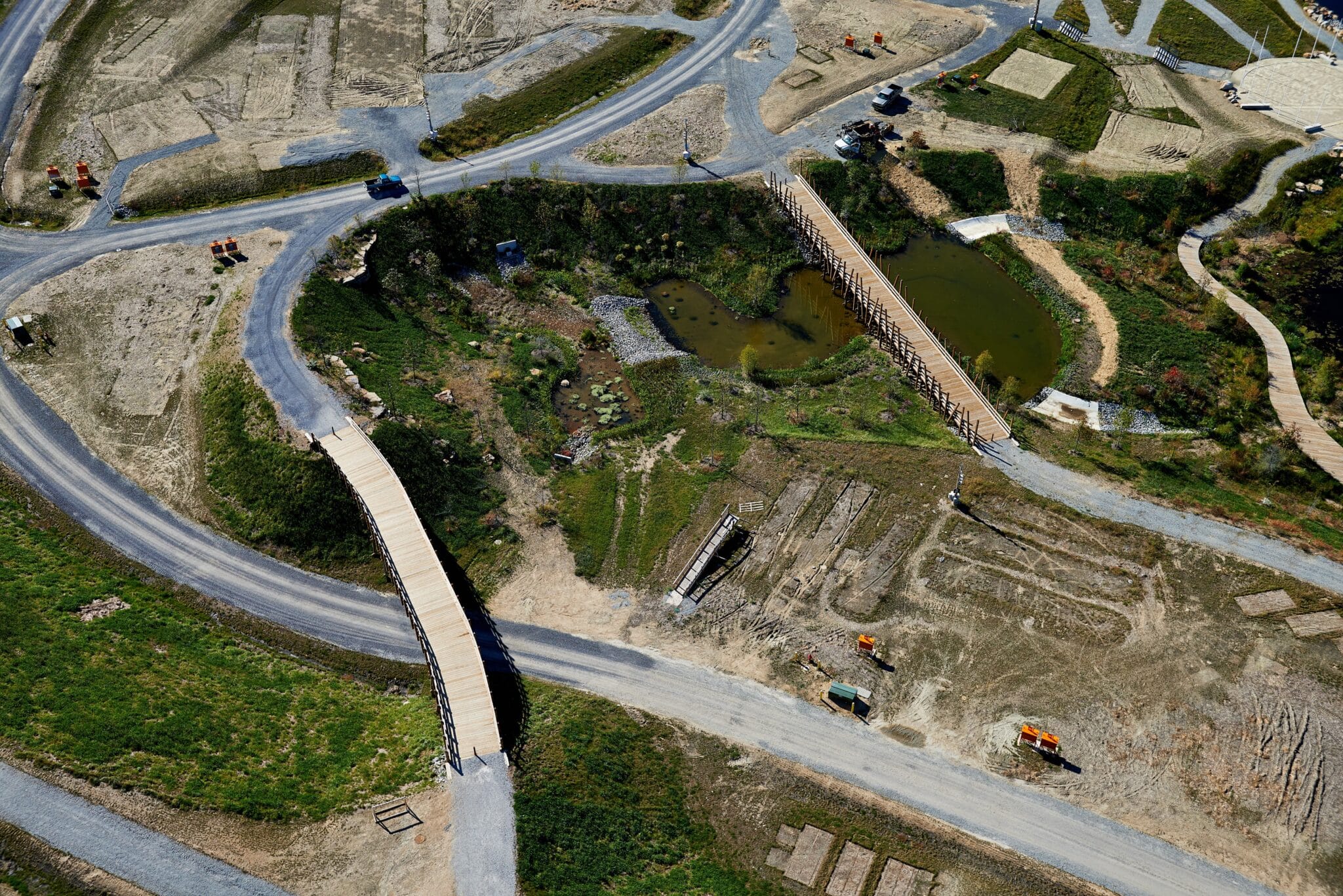 Three of the pedestrian timber bridges at the Brown Sea in Summit Bechtel Reserve built by York Bridge Concepts