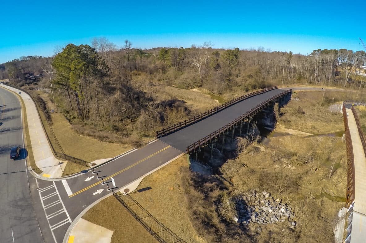 Town Village double lane vehicular bridge built by York Bridge Concepts in Marietta, GA