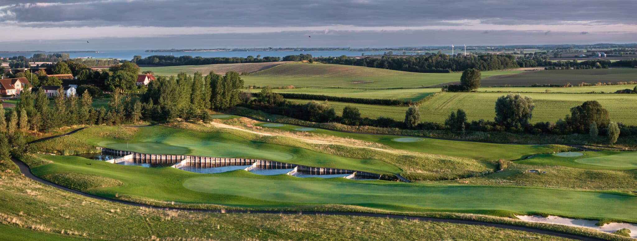 Great Northern Panoramic aerial of the waterfall feature built by York bridge Concepts