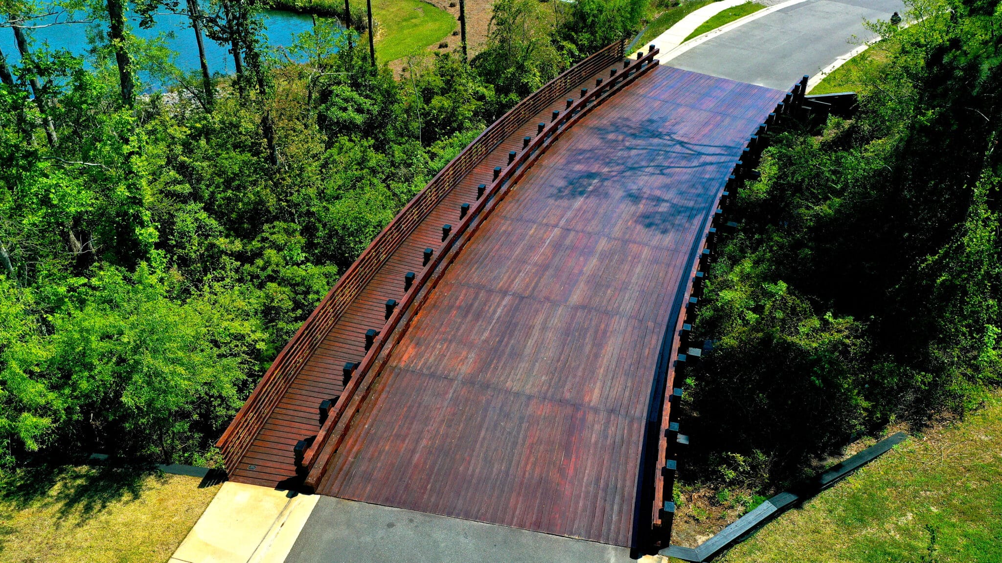 Ocean Isle timber vehicular bridge with attached pedestrian section in Ocean Isle, NC design-built by York Bridge Concepts