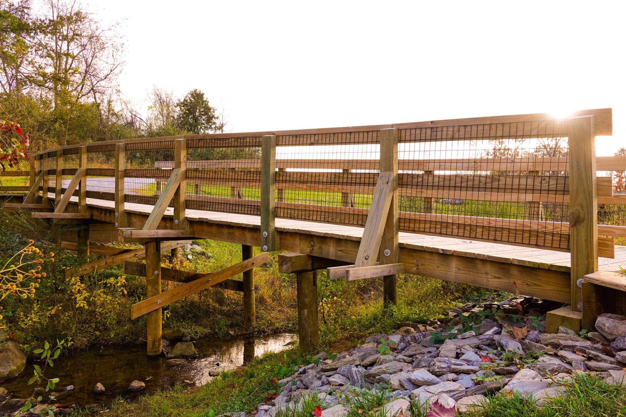 Poplar Forest Pedestrian Bridge Span over creek in Lynchburg, VA built by York Bridge Concepts