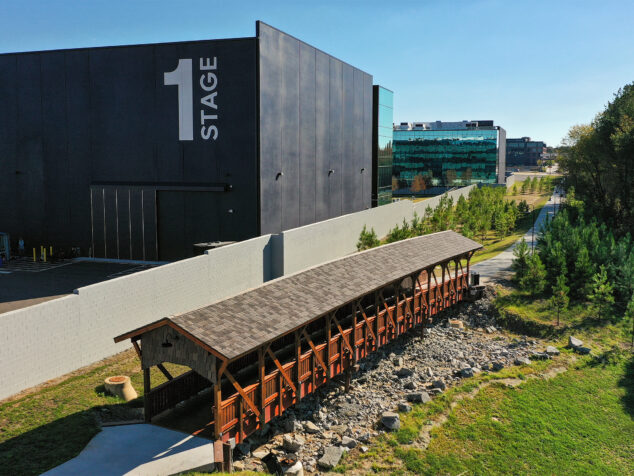 Assembly Studios aerial shot with Studio 1 in the background.