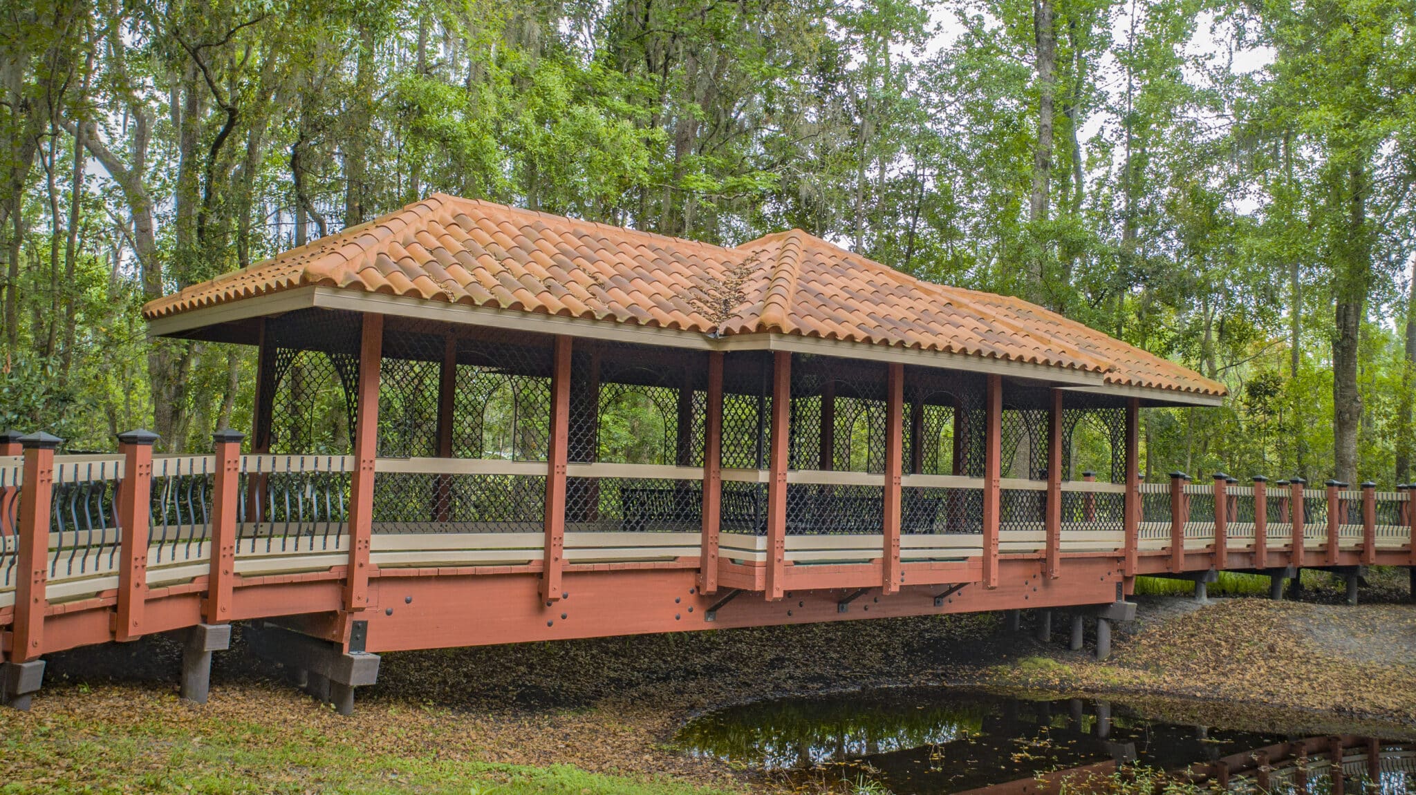 Covered Timber Pavilion on the Sienna Village Boardwalk